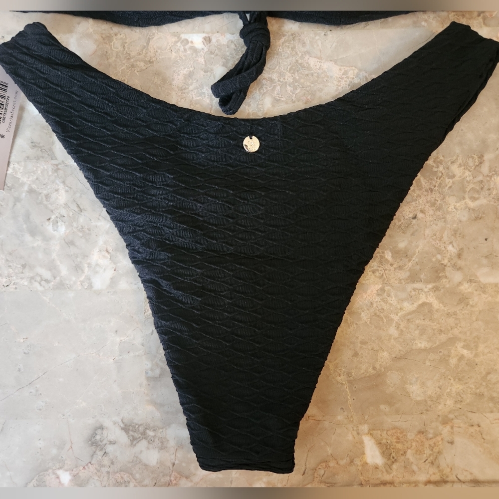 32B/XS VS Swim Full Coverage Bikini Top Brazilian Bikini Set Black - Picture 4 of 10